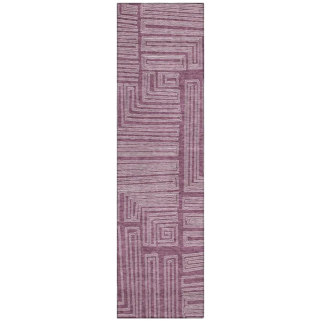 Clayra Purple Washable Indoor-Outdoor Rug-Outdoor Rugs-LOOMLAN Rugs-2'3" x 7'6"-LOOMLAN