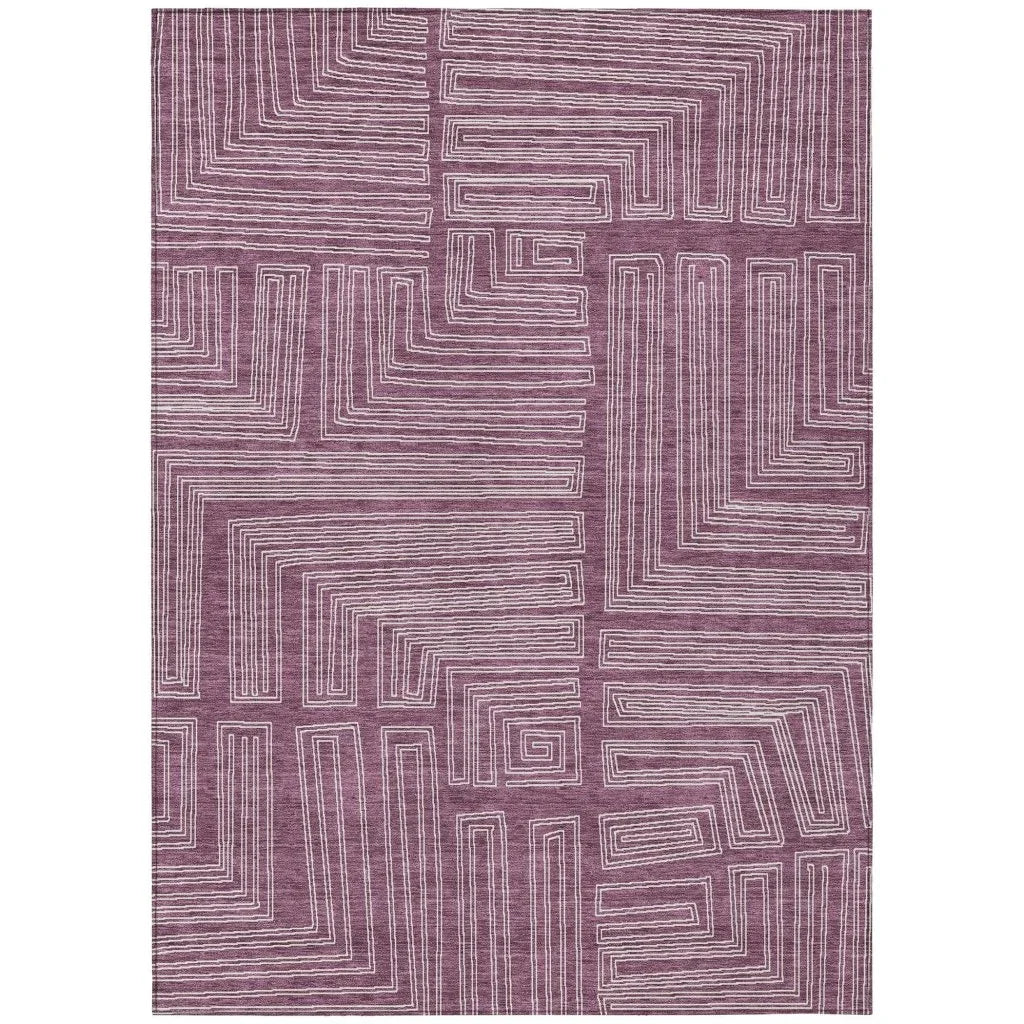 Clayra Purple Washable Indoor-Outdoor Rug-Outdoor Rugs-LOOMLAN Rugs-2'6" x 3'10"-LOOMLAN