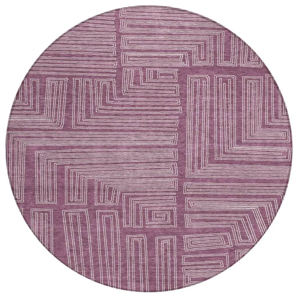 Clayra Purple Washable Indoor-Outdoor Rug-Outdoor Rugs-LOOMLAN Rugs-8' x 8'-LOOMLAN