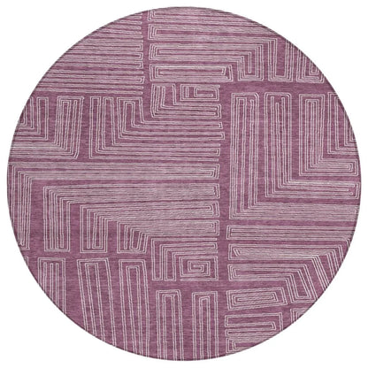 Clayra Purple Washable Indoor-Outdoor Rug-Outdoor Rugs-LOOMLAN Rugs-8' x 8'-LOOMLAN