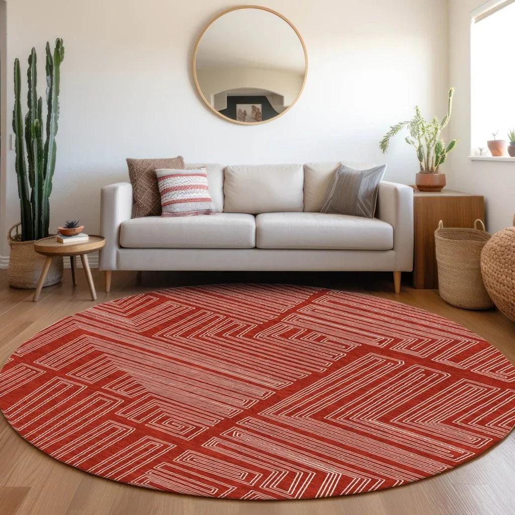 Clayra Red Washable Indoor-Outdoor Rug-Outdoor Rugs-LOOMLAN Rugs-LOOMLAN