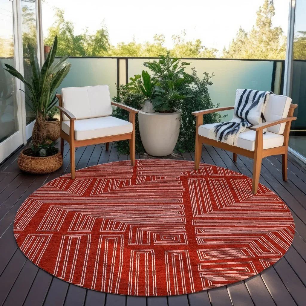 Clayra Red Washable Indoor-Outdoor Rug-Outdoor Rugs-LOOMLAN Rugs-LOOMLAN