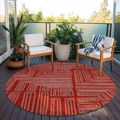 Clayra Red Washable Indoor-Outdoor Rug-Outdoor Rugs-LOOMLAN Rugs-LOOMLAN