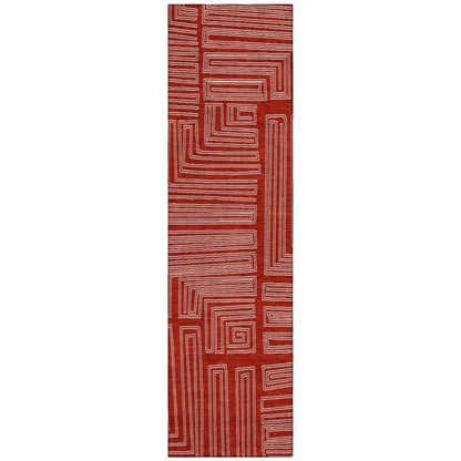 Clayra Red Washable Indoor-Outdoor Rug-Outdoor Rugs-LOOMLAN Rugs-2'3" x 7'6"-LOOMLAN