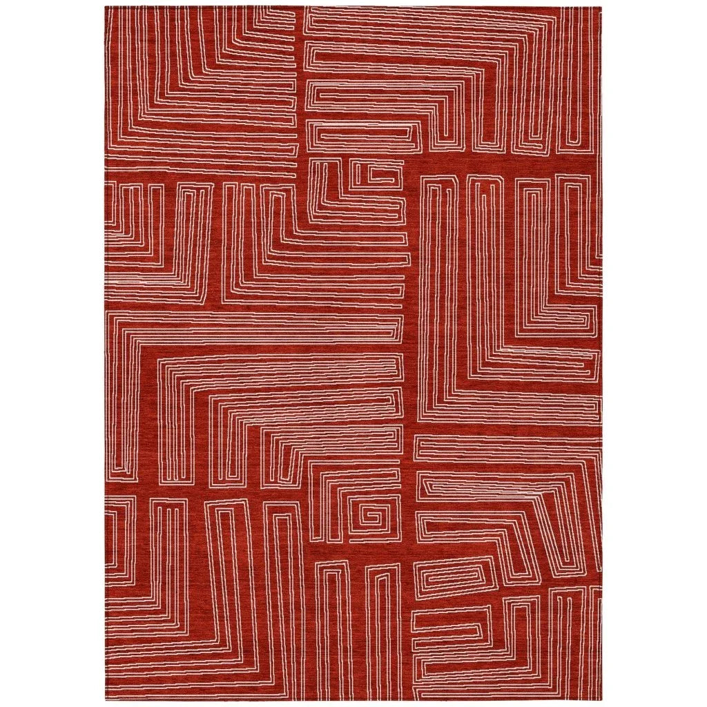 Clayra Red Washable Indoor-Outdoor Rug-Outdoor Rugs-LOOMLAN Rugs-2'6" x 3'10"-LOOMLAN