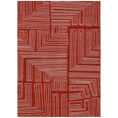 Clayra Red Washable Indoor-Outdoor Rug-Outdoor Rugs-LOOMLAN Rugs-2'6" x 3'10"-LOOMLAN