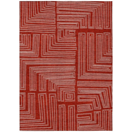 Clayra Red Washable Indoor-Outdoor Rug-Outdoor Rugs-LOOMLAN Rugs-2'6" x 3'10"-LOOMLAN
