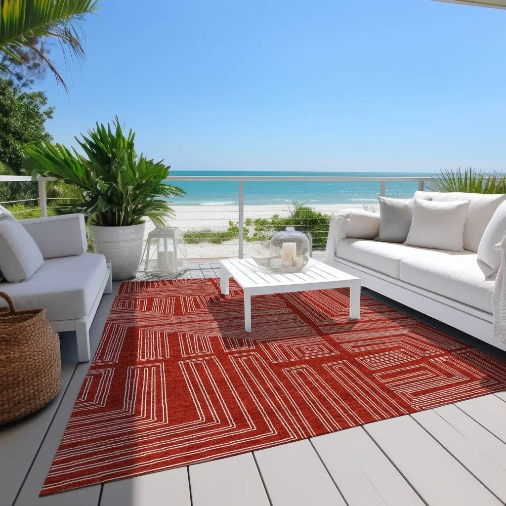 Clayra Red Washable Indoor-Outdoor Rug-Outdoor Rugs-LOOMLAN Rugs-LOOMLAN