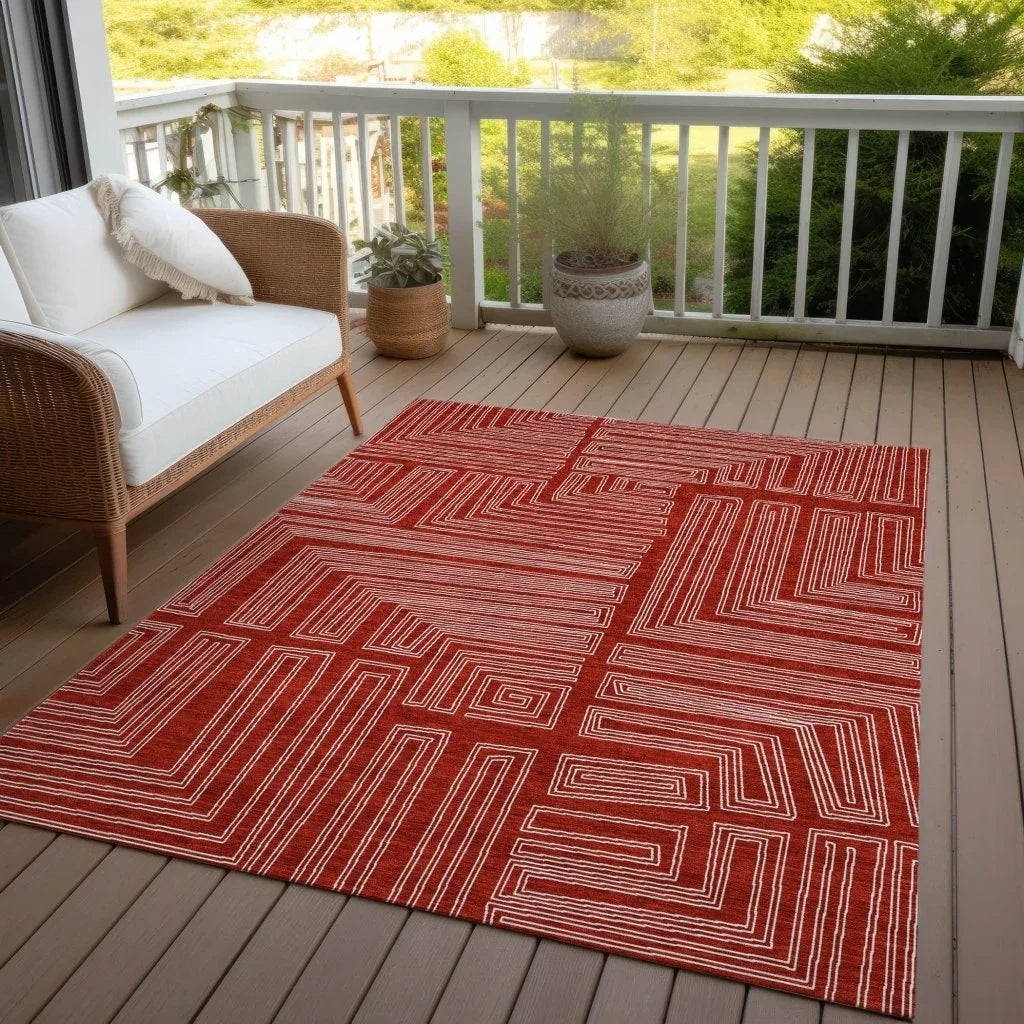 Clayra Red Washable Indoor-Outdoor Rug-Outdoor Rugs-LOOMLAN Rugs-LOOMLAN