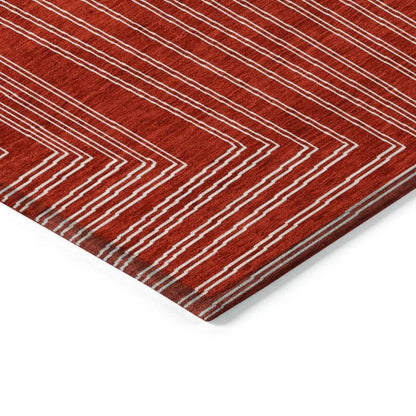 Clayra Red Washable Indoor-Outdoor Rug-Outdoor Rugs-LOOMLAN Rugs-LOOMLAN