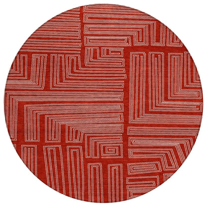 Clayra Red Washable Indoor-Outdoor Rug-Outdoor Rugs-LOOMLAN Rugs-8' x 8'-LOOMLAN