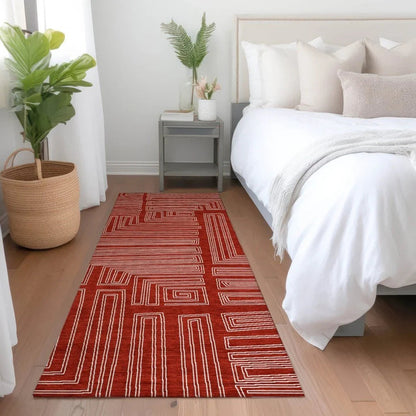 Clayra Red Washable Indoor-Outdoor Rug-Outdoor Rugs-LOOMLAN Rugs-LOOMLAN