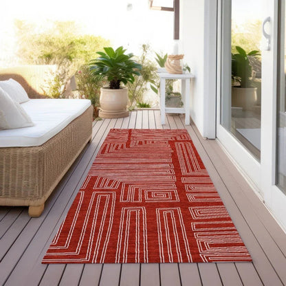Clayra Red Washable Indoor-Outdoor Rug-Outdoor Rugs-LOOMLAN Rugs-LOOMLAN