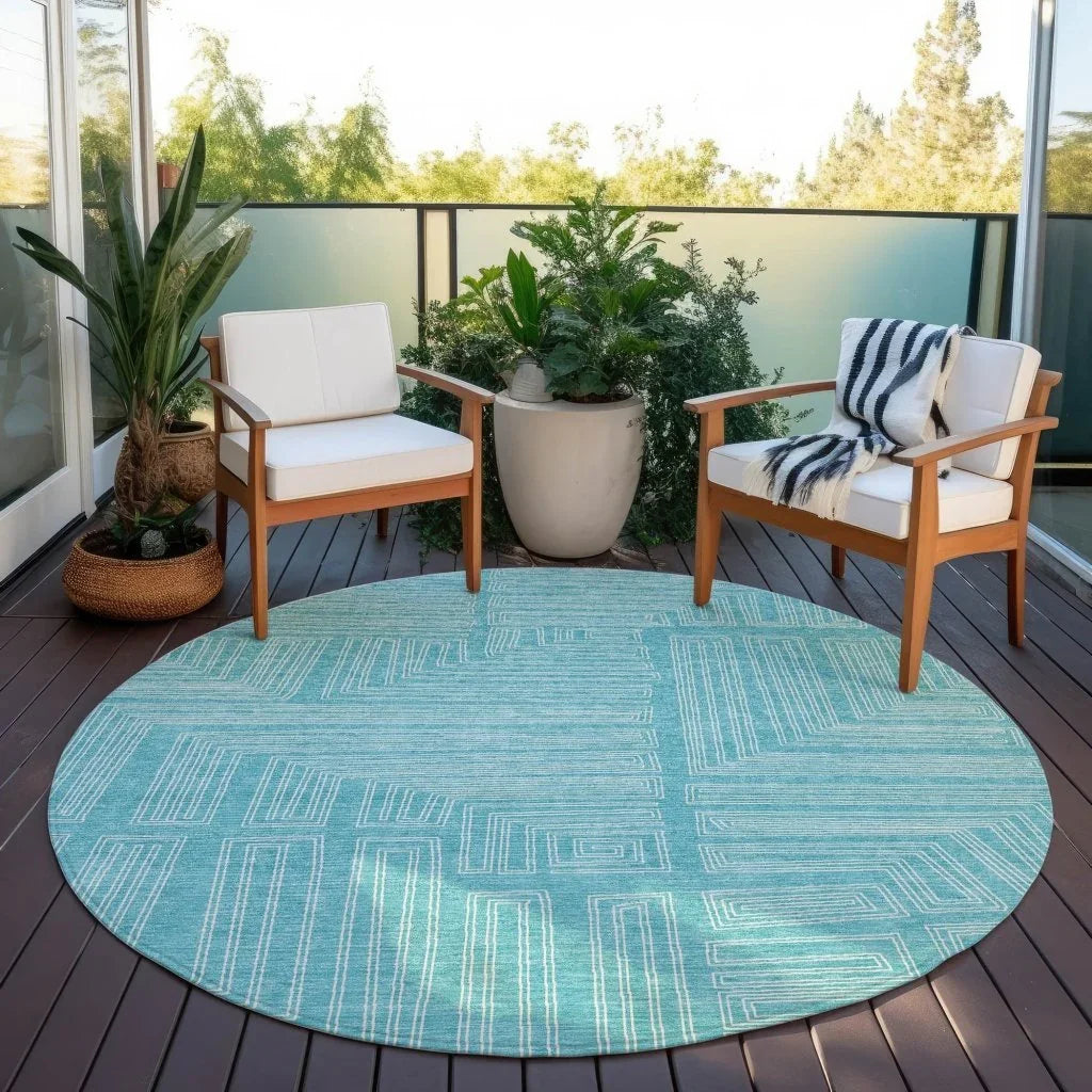 Clayra Teal Washable Indoor-Outdoor Rug-Outdoor Rugs-LOOMLAN Rugs-LOOMLAN