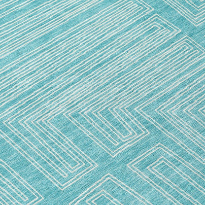 Clayra Teal Washable Indoor-Outdoor Rug-Outdoor Rugs-LOOMLAN Rugs-LOOMLAN