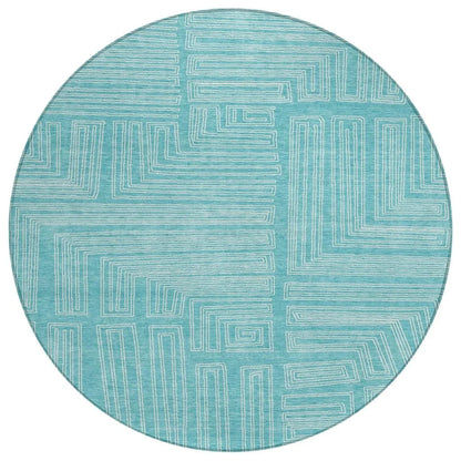 Clayra Teal Washable Indoor-Outdoor Rug-Outdoor Rugs-LOOMLAN Rugs-8' x 8'-LOOMLAN