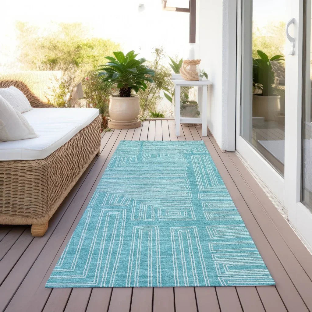 Clayra Teal Washable Indoor-Outdoor Rug-Outdoor Rugs-LOOMLAN Rugs-LOOMLAN