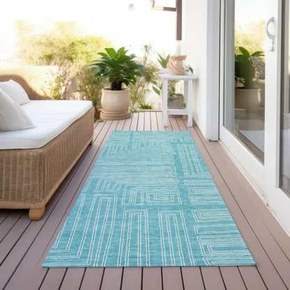 Clayra Teal Washable Indoor-Outdoor Rug-Outdoor Rugs-LOOMLAN Rugs-LOOMLAN