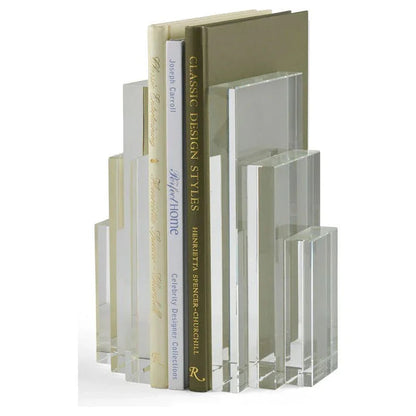 Clear Crystal Made Bookends (Pr) - LOOMLAN - Chelsea House - Statues & Sculptures