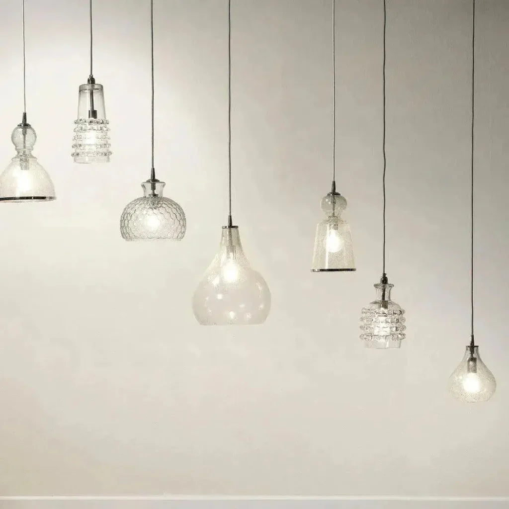 Clear Textured Glass Long Ribbon Pendant - LOOMLAN - Jamie Young - Pendants