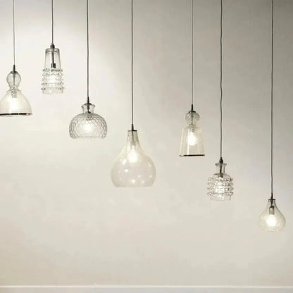 Clear Textured Glass Long Ribbon Pendant - LOOMLAN - Jamie Young - Pendants