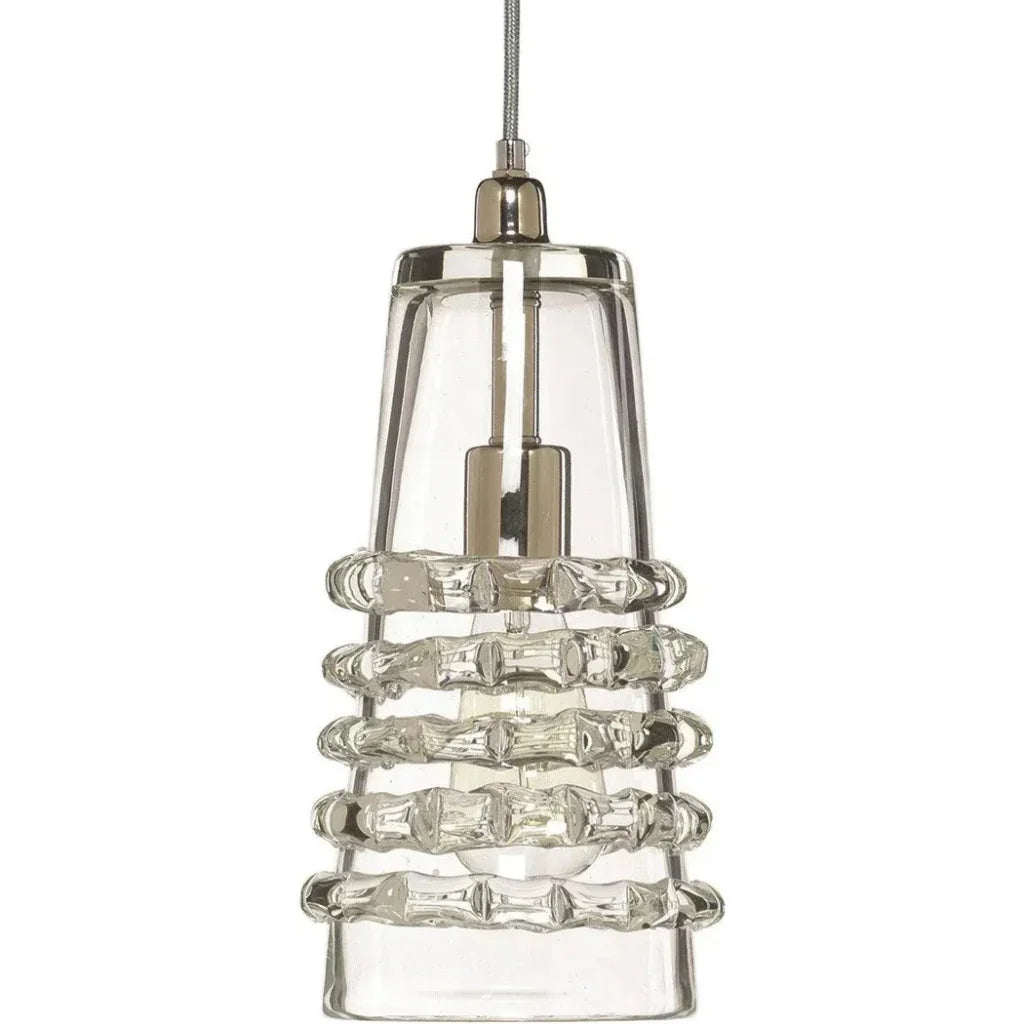 Clear Textured Glass Long Ribbon Pendant - LOOMLAN - Jamie Young - Pendants