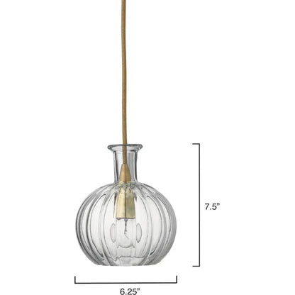 Clear Textured Glass Sophia Carafe Pendant - LOOMLAN - Jamie Young - Pendants