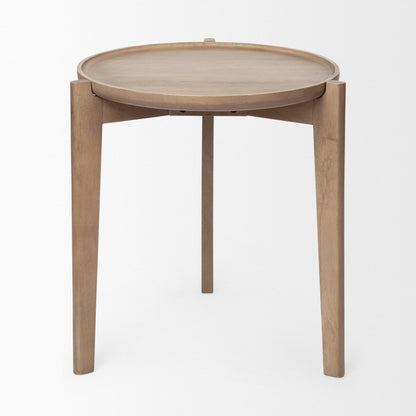 Cleaver Wood Top Round Accent Table