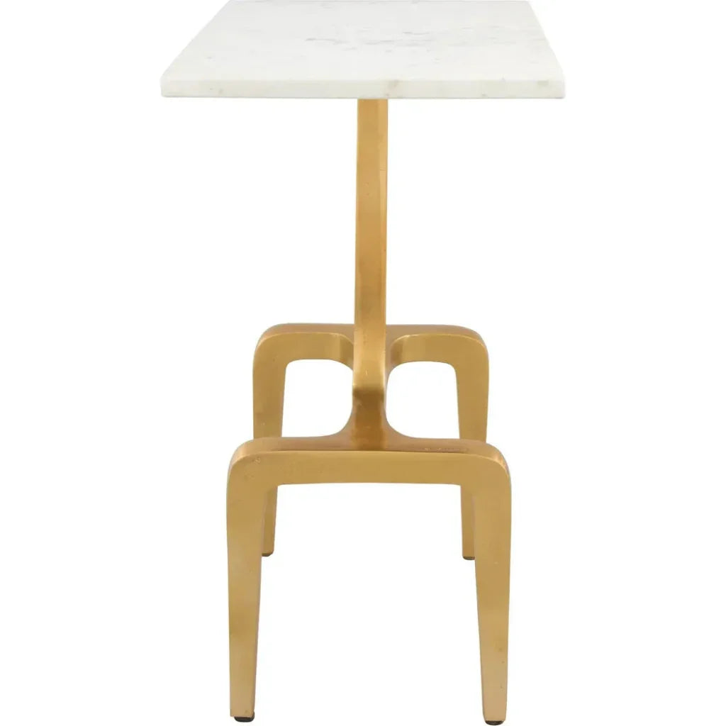 Clement Marble Side Table White & Gold - LOOMLAN - Zuo Modern - Side Tables