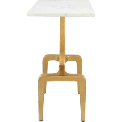Clement Marble Side Table White & Gold - LOOMLAN - Zuo Modern - Side Tables