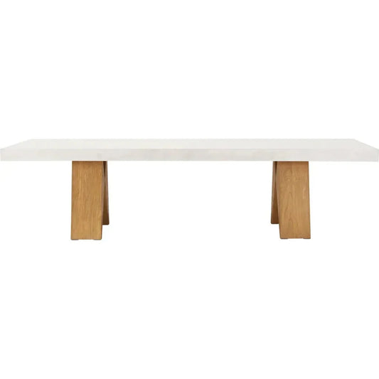 Clip Large Concrete White Outdoor Dining Table-Outdoor Dining Tables-Seasonal Living-LOOMLAN