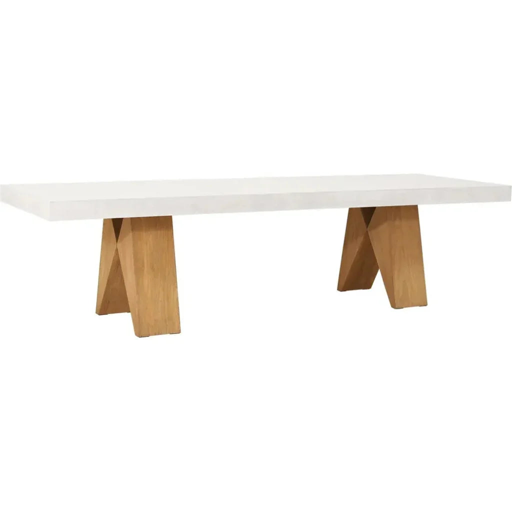 Clip Large Concrete White Outdoor Dining Table-Outdoor Dining Tables-Seasonal Living-LOOMLAN