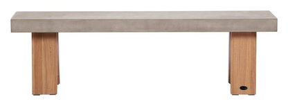 Clip Teak And Concrete Patio Bench-Outdoor Benches-Seasonal Living-LOOMLAN