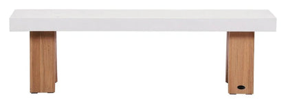 Clip Teak And Concrete Patio Bench-Outdoor Benches-Seasonal Living-LOOMLAN