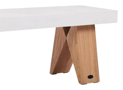 Clip Teak And Concrete Patio Bench-Outdoor Benches-Seasonal Living-LOOMLAN