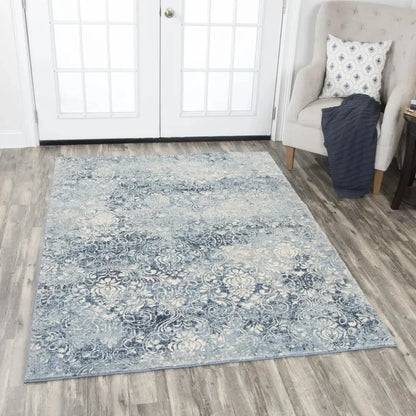 Clon Damask Blue Large Area Rugs For Living Room - LOOMLAN - LOOMLAN - Area Rugs