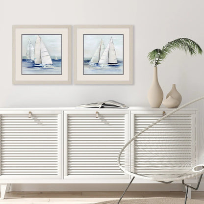 Close Sail Blue Framed Wall Art 2PC