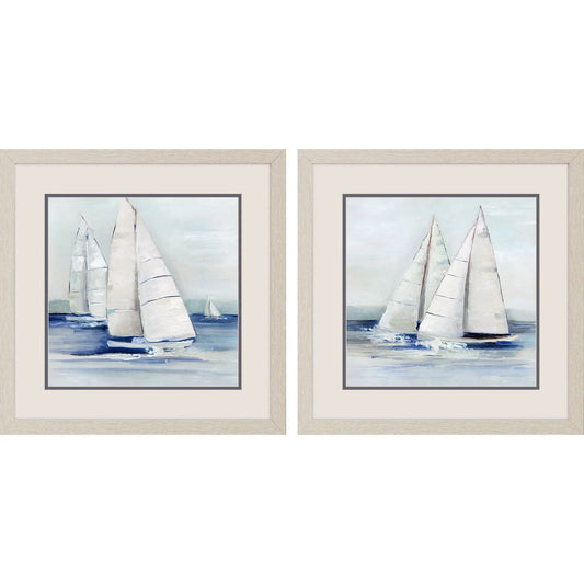 Close Sail Blue Framed Wall Art 2PC