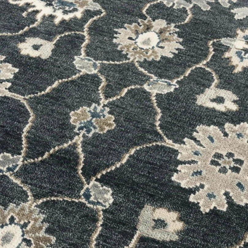 Clot Floral Charcoal Large Area Rugs For Living Room - LOOMLAN - LOOMLAN - Area Rugs