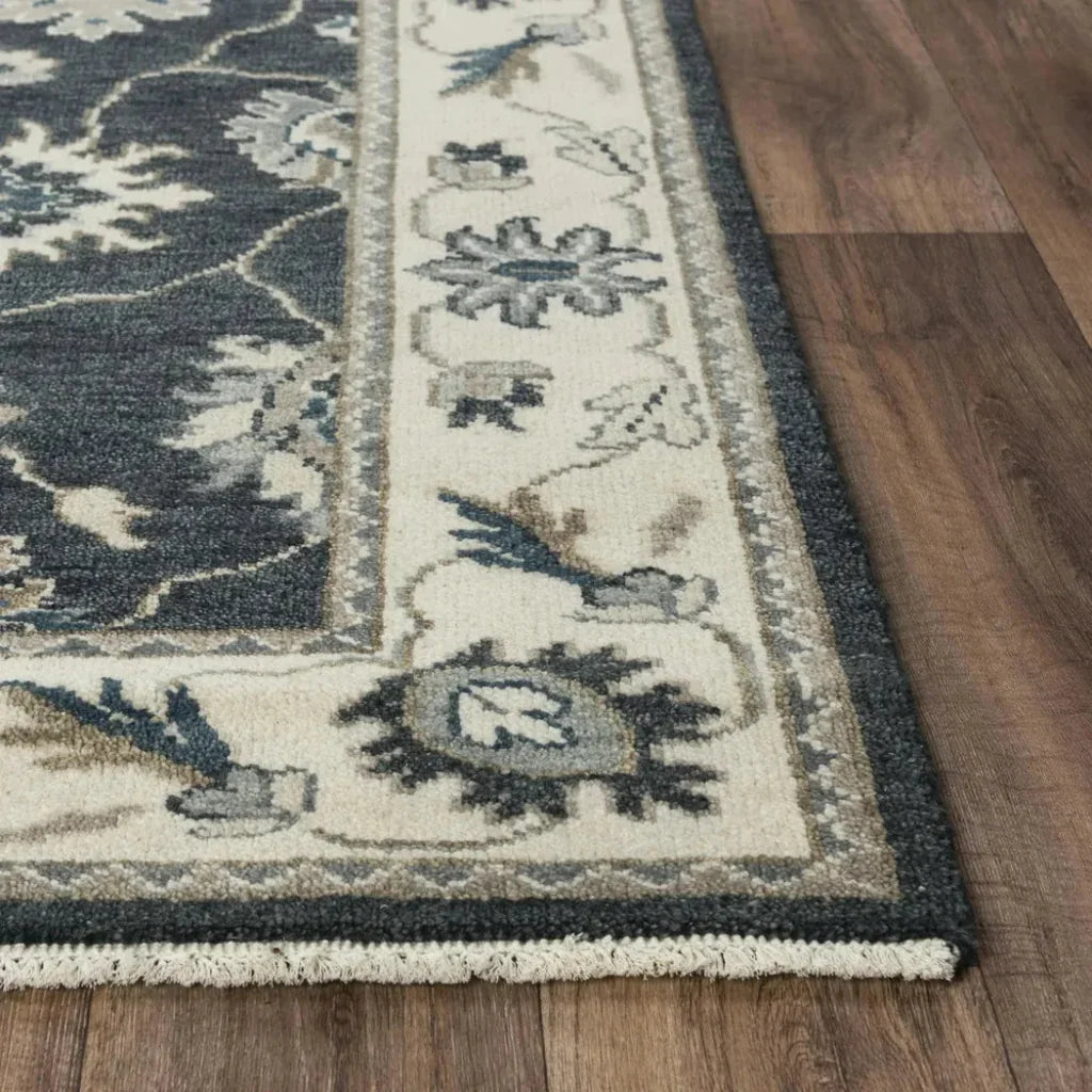 Clot Floral Charcoal Large Area Rugs For Living Room - LOOMLAN - LOOMLAN - Area Rugs