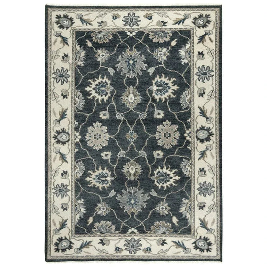Clot Floral Charcoal Large Area Rugs For Living Room - LOOMLAN - LOOMLAN - Area Rugs