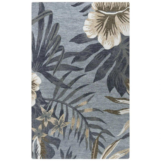 Clou Floral Gray Area Rugs For Living Room - LOOMLAN - LOOMLAN - Area Rugs