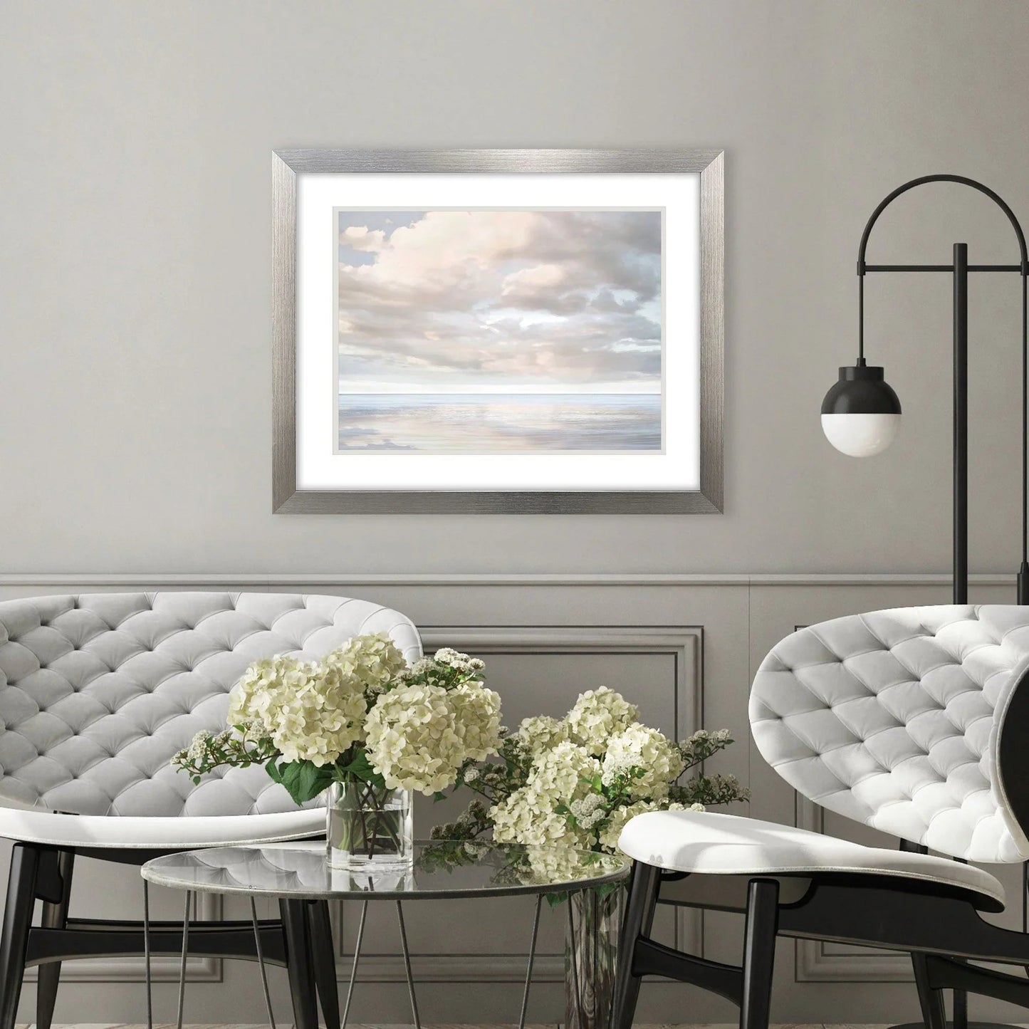 Cloudscape Brushed Silver Framed Wall Art