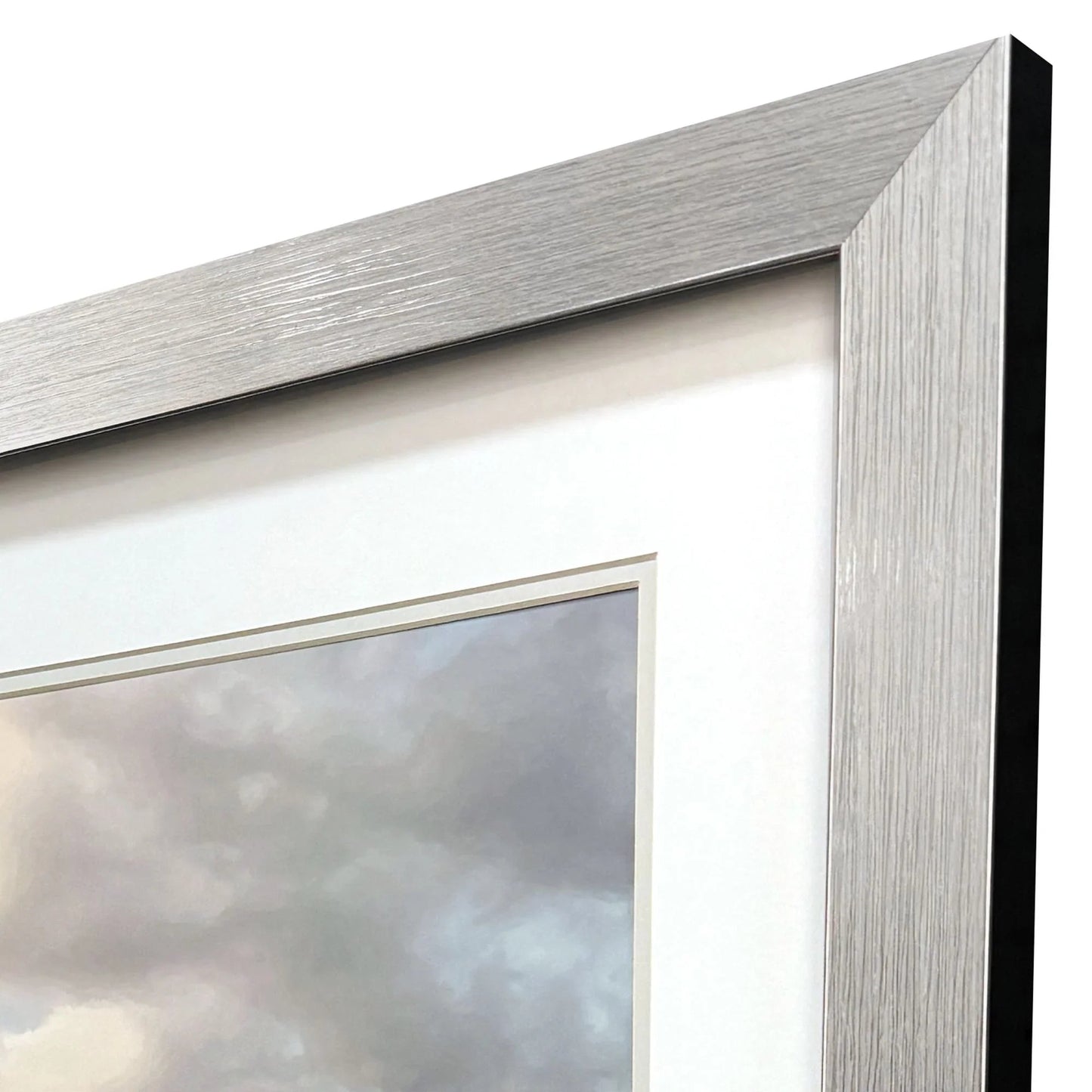 Cloudscape Brushed Silver Framed Wall Art