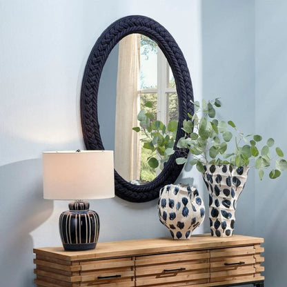 Club Cotton Rope Braided Oval Wall Mirror - LOOMLAN - Jamie Young - Wall Mirrors