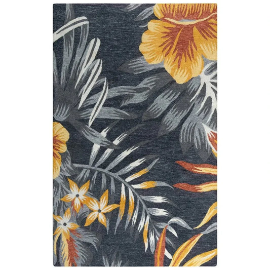 Clun Floral Charcoal Area Rugs For Living Room - LOOMLAN - LOOMLAN - Area Rugs