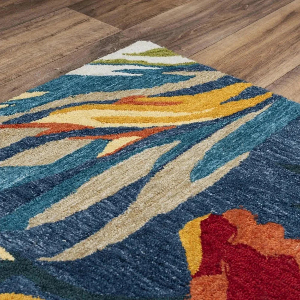 Cnut Floral Dark Blue Area Rugs For Living Room - LOOMLAN - LOOMLAN - Area Rugs