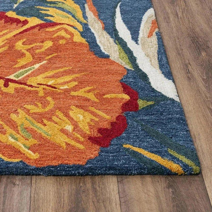 Cnut Floral Dark Blue Area Rugs For Living Room - LOOMLAN - LOOMLAN - Area Rugs