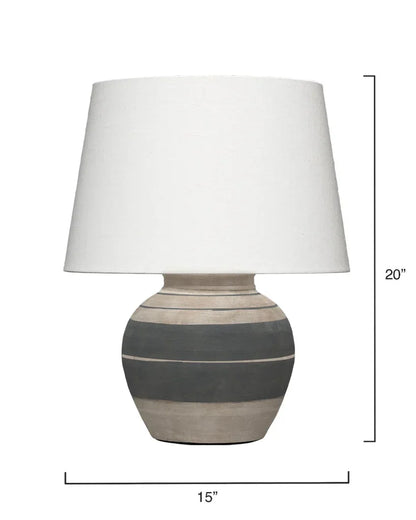Coastal Beige & Dark Grey Ceramic Bernard Table Lamp - LOOMLAN - Jamie Young - Table Lamps