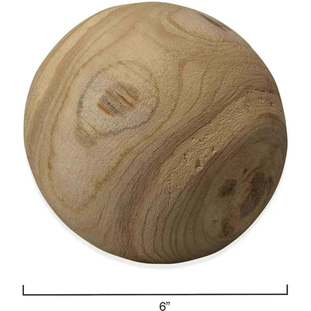 Coastal Brown Paulownia Wood Malibu Wood Balls 3PC - LOOMLAN - Jamie Young - Statues & Sculptures